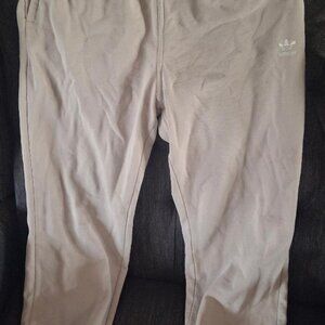 ADIDAS SWEATPANTS MENS SIZE MEDIUM CREAM COLORED - DRAWSTING & POCKETS